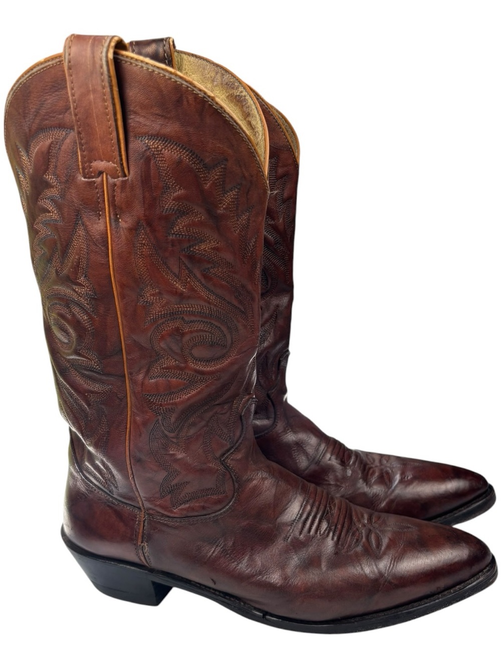 Mens Justin 1560 Boots Chestnut Marbled Deerlite Leather Western Size 10.5 D